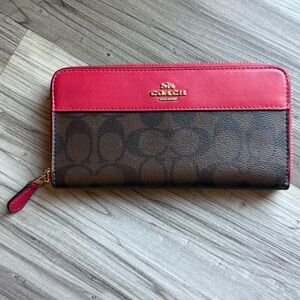 Coach Signature Red and Brown Wallet